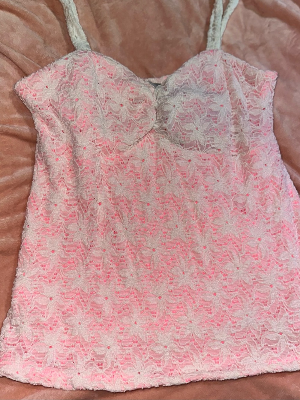 Pink Lace Camisole Tank Top